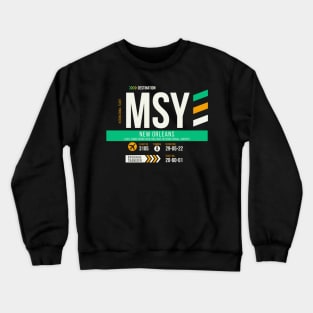 Vintage New Orleans MSY Airport Code Travel Day Retro Air Travel Crewneck Sweatshirt